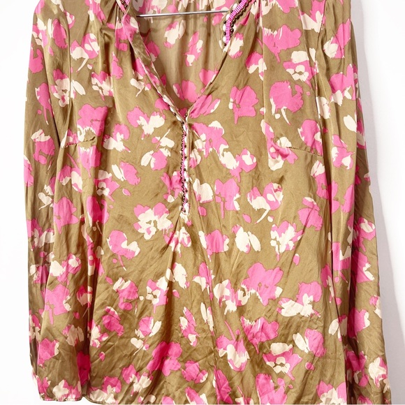 Boden Abstract Print Floral Silk Blouse Size 8 - Picture 6 of 14